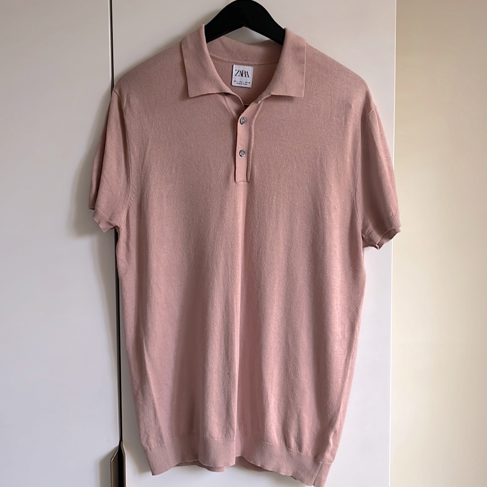 Men’s lightweight Zara polo shirt in salmon